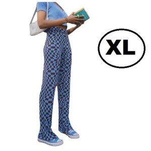 💝5/$25💖 High waisted Flared Irregular check Light weight stretchy Summer pants